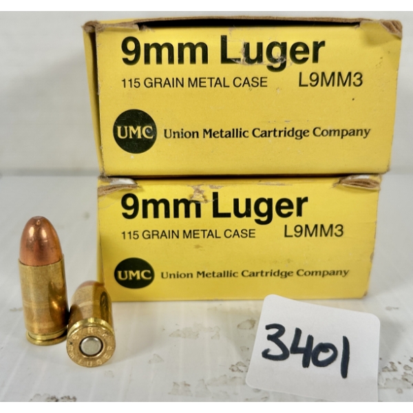 AMMO: 100X REMINGTON 9 MM - 115 GR FMJ