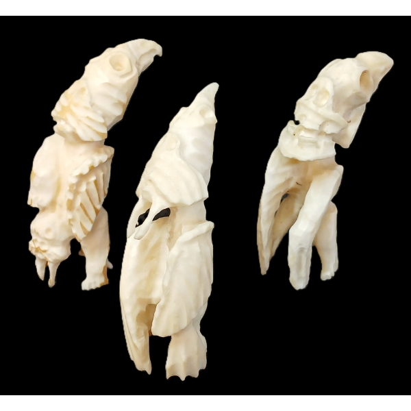 LOT OF 3 - SPIRITUAL FIGURES - SIGNED - BONE