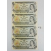 LOT OF 4 - 1973 CDN $1 BANKNOTES - SEQUENTIAL