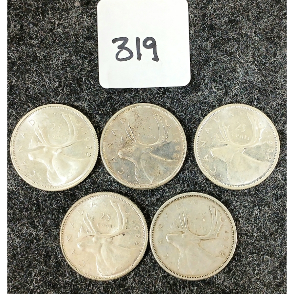 LOT OF 4 - 1962 CDN 25 CENT COINS 