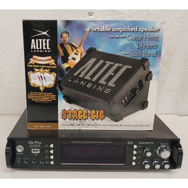 LOT OF 2 - GLI PRO PROFESSIONAL HYBRID AMP & ALTEC LANSING PORTABLE AMPLIFIED SPEAKER