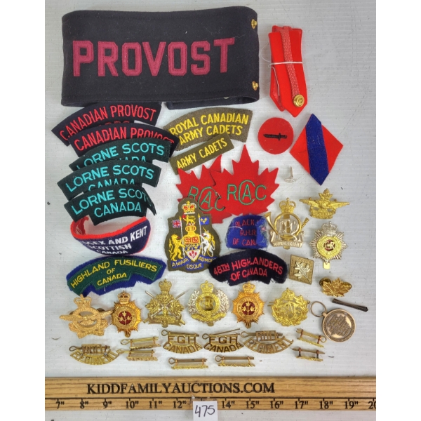 JOB LOT - CDN MILITIA BADGES, PINS, PATCHES, ETC