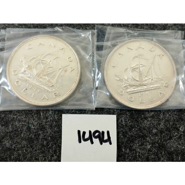 LOT OF 2 - 1949 CDN SILVER DOLLARS - TERRA NOVA