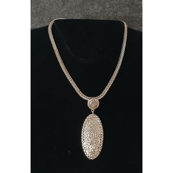 SILVER TONE CHUNKY CHAIN STATEMENT NECKLACE