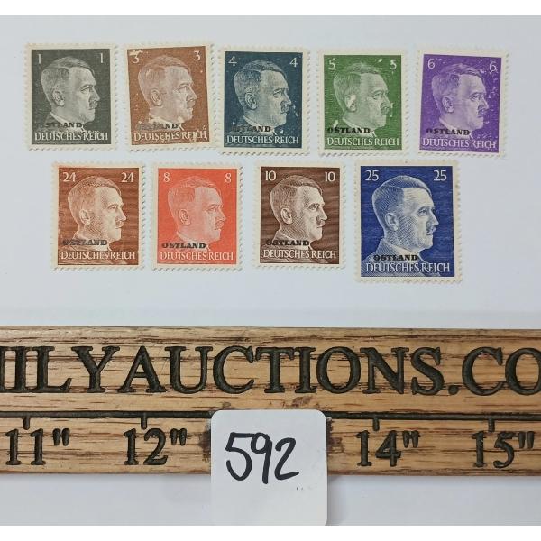 LOT OF 9 - WWII OSTLAND DEUTSCHES REICH HITLER STAMPS