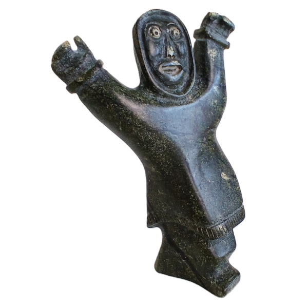 MAN WAVING BY SAMUEL NAHAULAITUQ(1923 - 1999) - STONE
