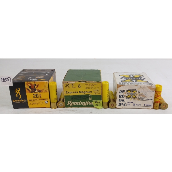AMMO: 70X MIXED 20GA - 2-3/4 & 3IN - #3, 5 & 6