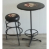 Image 4 : PARISIEN CAFE TABLE & STOOL SET - LEATHER TOP