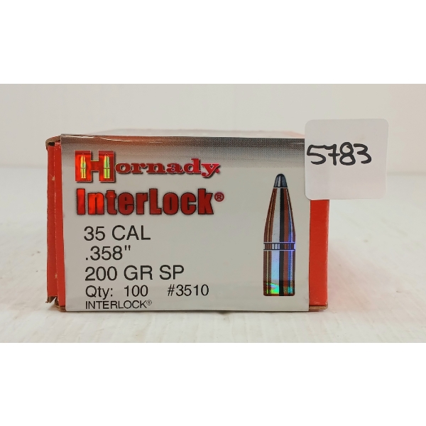 BULLETS: 100X HORNADY INTERLOCK .35 - 200GR - SP - SEALED