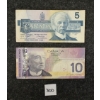 Image 1 : LOT OF 2 - 1989 & 2005 CDN $5 & $10 BANKNOTES