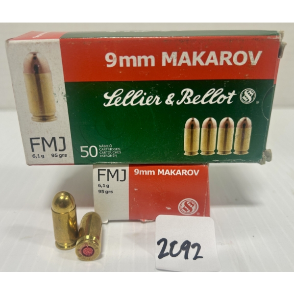 AMMO: 100X S&B 9 MM MAKAROV - 95 GR FMJ