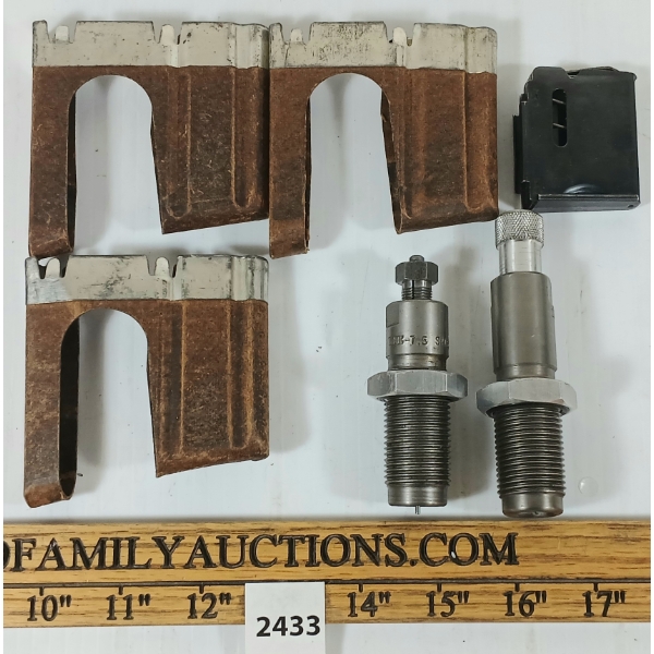 LOT OF 5 - LEE 7.5 SWISS RELOADING DIE SET, UNKNOWN MAG, ETC - PAL REQ.