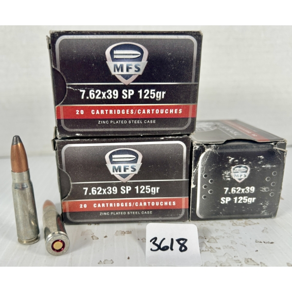 AMMO: 60X MFS 7.62X39 MM - 125 GR SP