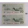 Image 2 : LOT OF 2 - 1991 CDN $20 SEQUENTIAL BANKNOTES - UNCIRCULATED