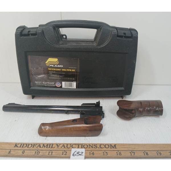 LOT OF 4 - THOMPSON CENTER .30-30 WIN RIFLED BARREL, GRIP, FOREND & PLANO HARD HANDGUN CASE