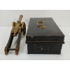 Image 5 : LOT OF 2 - BRASS CANON & DEED BOX W/ KEY