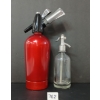Image 3 : LOT OF 2 - UNMARKED - RED ALUMINUM & CLEAR - SELTZER BOTTLES