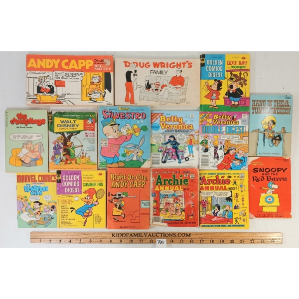 LOT OF 15 - SMALL COMICS & BOOKS - ARCHIE, SNOOPY, BUGS BUNNY, WOODY WOODPECKER, ETC