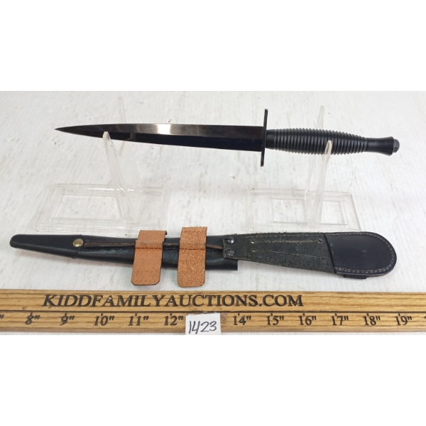 J. NOWILL & SONS BLACK DAGGER W/ LEATHER SHEATH