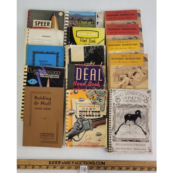 LOT OF 15 - RELOADING MANUALS & HANDBOOKS - INCL IDEAL, LYMAN, NATIONAL RIFLE ASSOCIATION, ETC