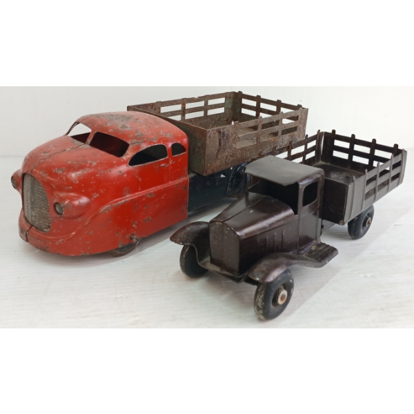 LOT OF 2 - PRESSED STEEL STAKE TRUCKS