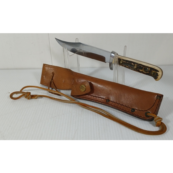 PUMA NO. 6396 HUNTING KNIFE W/ SHEATH - ANTLER HANDLE