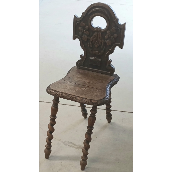 VICTORIAN EASTLAKE HALL CHAIR - WALNUT - CIRCA 1880