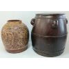 Image 5 : LOT OF 2 - CHINESE MARTABAN STORAGE JAR & RICE BARREL