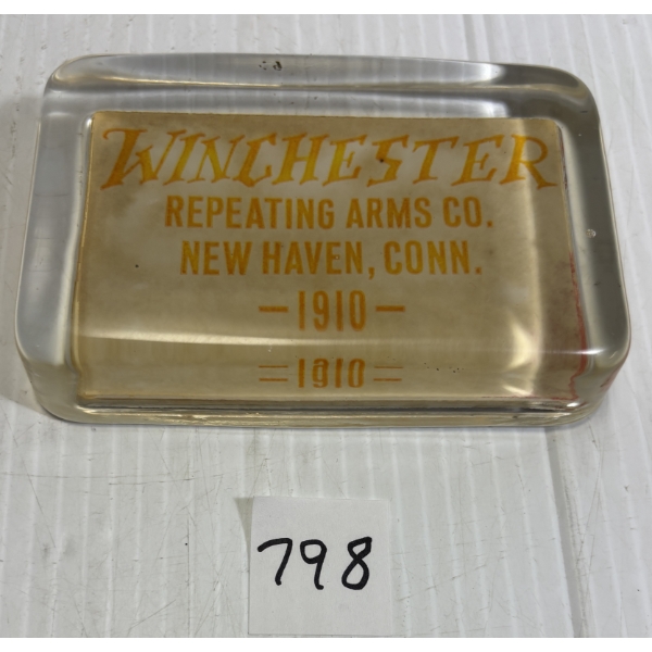 WINCHESTER COLLECTIBLE PAPER WEIGHT - GLASS - 4 1/4 X 2 3/4 INCH