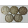Image 2 : LOT OF 5 - 1912-1936 CDN 25 CENT COINS 