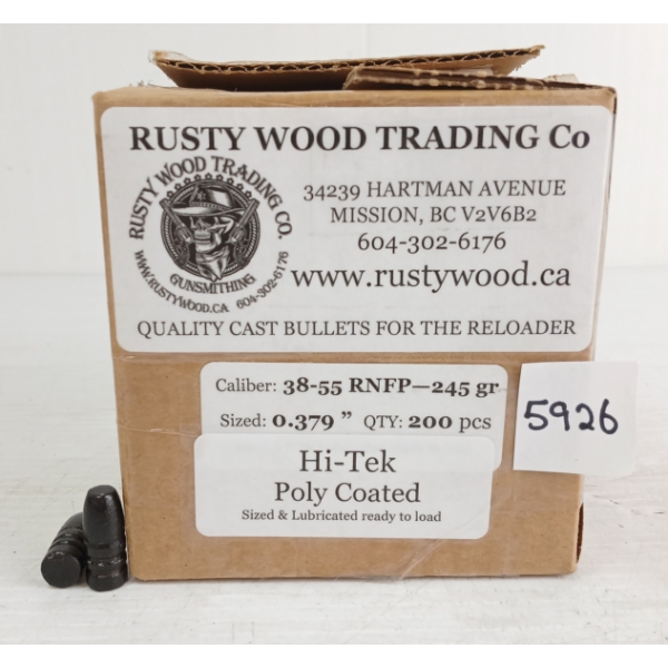BULLETS: APPROX 50X RUSTY WOOD .38CAL - 245GR - HI-TEK - POLY COATED