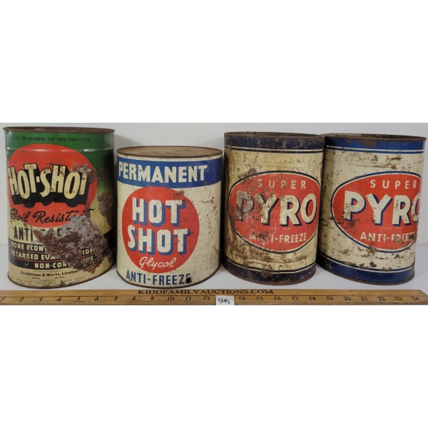 LOT OF 4 - HOT-SHOT & PYRO ANTI-FREEZE CANS - GAL