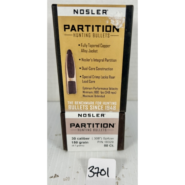 BULLETS: 100X NOSLER .30 CAL - 150 GR SP