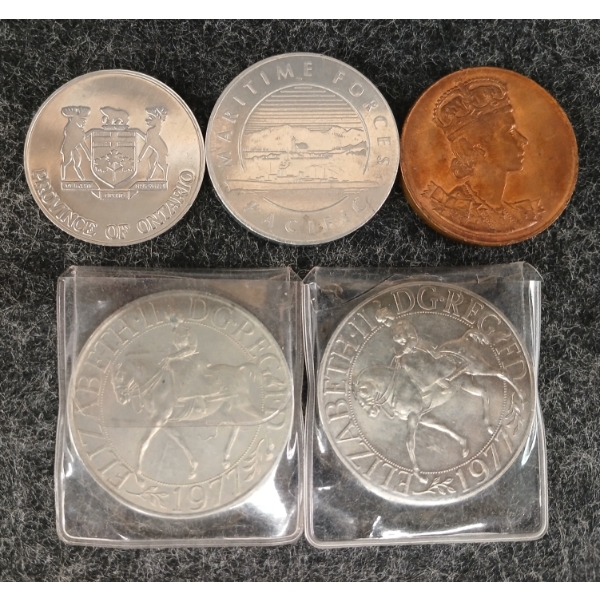 LOT OF 5 - CDN MARINES & CORONATION TOKENS