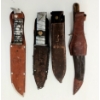 Image 4 : LOT OF 4 - KNIVES W/ LEATHER SHEATHS