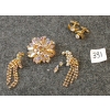 Image 1 : LOT OF 3 - TRIAD RHINESTONE BROACH, EARRINGS & CUFF LINKS SET