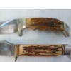 Image 5 : LOT OF 2 - ANTLER HANDLE SKINNER KNIVES W/ SHEATHS