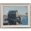 Image 1 : ROWBOAT DOCK - SIGNED - FRAMED OIL ON CANVAS