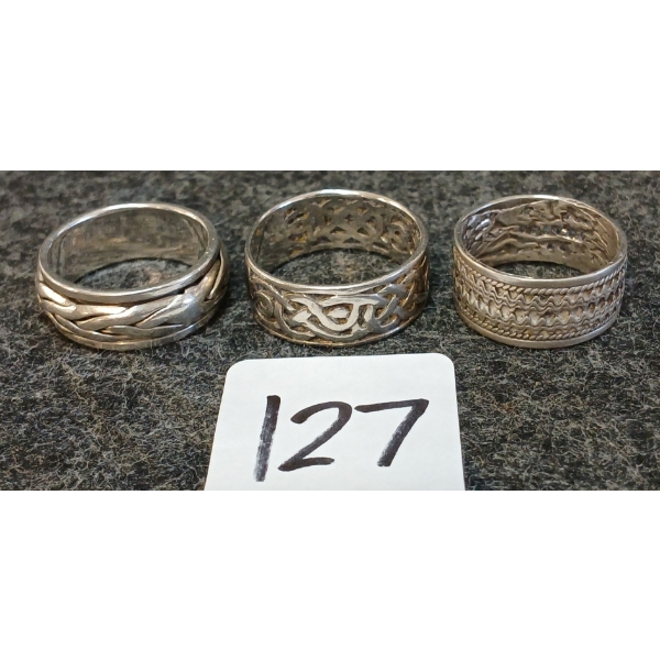 LOT OF 3 - STERLING SILVER RINGS