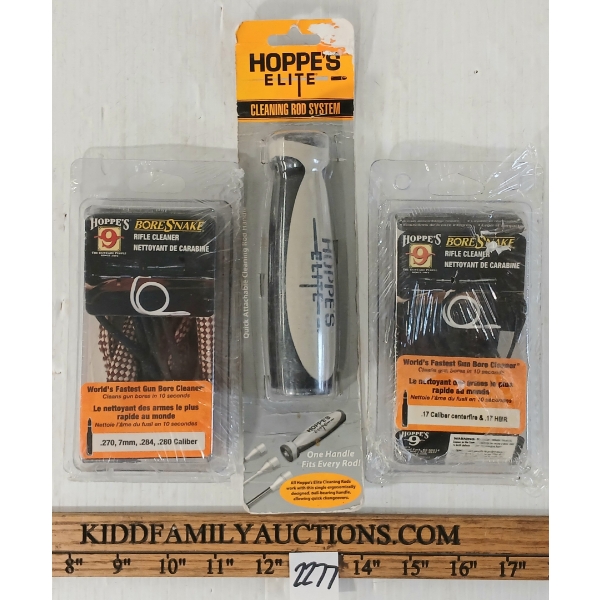 LOT OF 3 - HOPPE'S 9 BORE SNAKES & ELITE CLEANING ROD SYSTEM