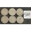 Image 2 : LOT OF 6 - 1943-1968 CDN 25 CENT COINS