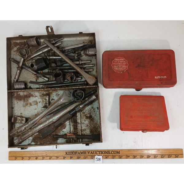 LOT OF 3 - BLUE-PAINT TAP & DIE KITS & CHISEL SET