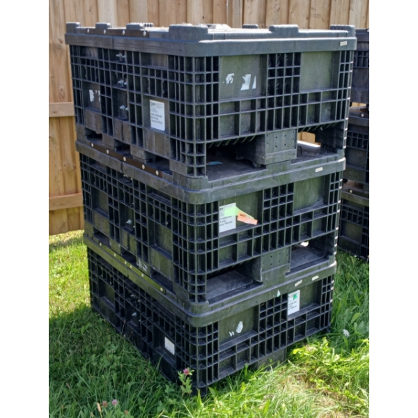 LOT OF 3 - PLASTIC STORAGE CRATES