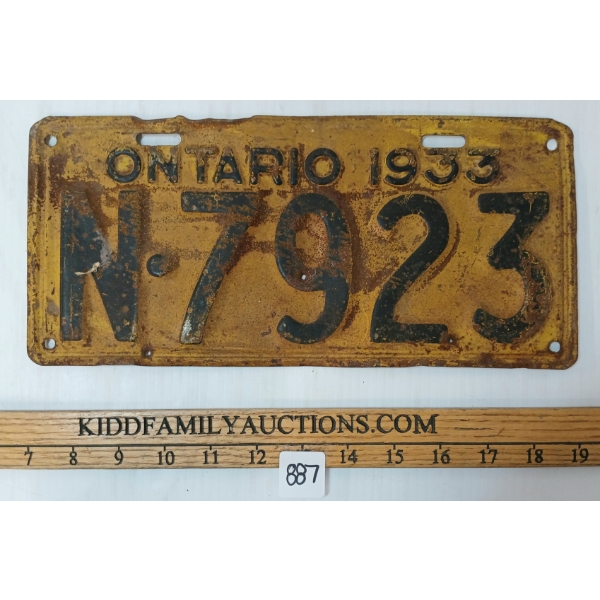 1933 ONTARIO LICENSE PLATE