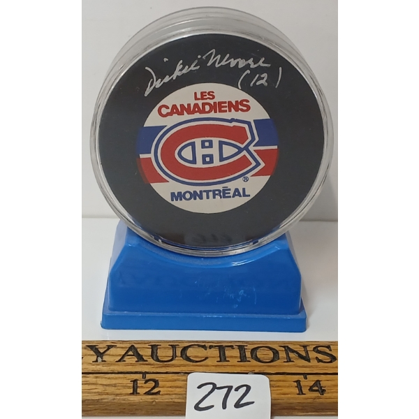 MONTREAL CANADIENS HOCKEY PUCK - DICKIE MOORE #12 - AUTOGRAPHED