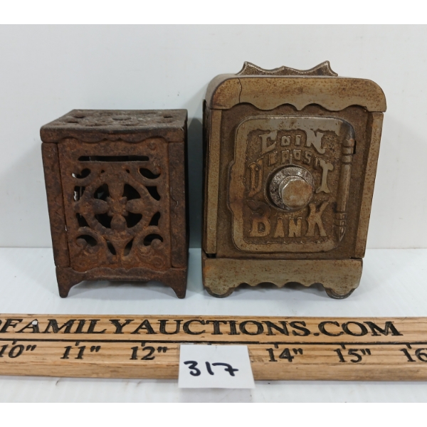 LOT OF 2 - CAST COIN BANKS