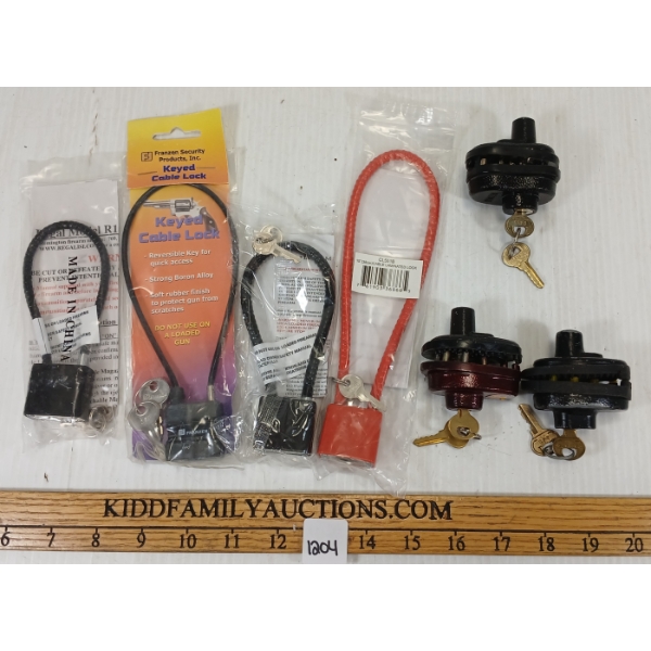 LOT OF 7 - GUN & TRIGGER LOCKS W/ KEYS