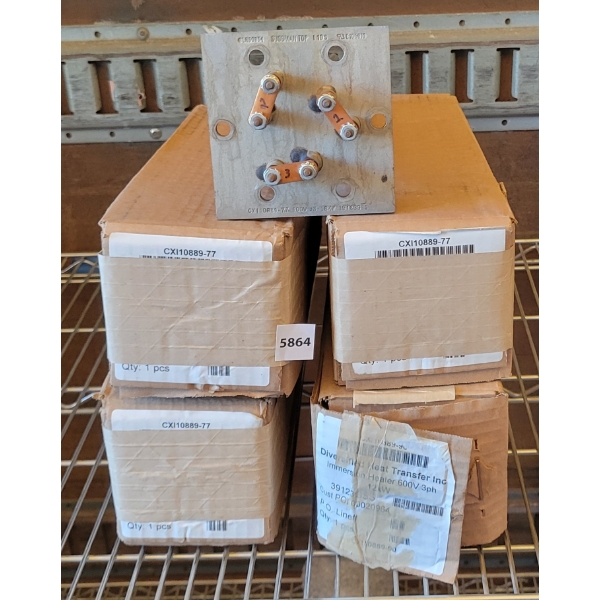LOT OF 4 - 600V 3PH 12KW IMMERSION HEATERS 