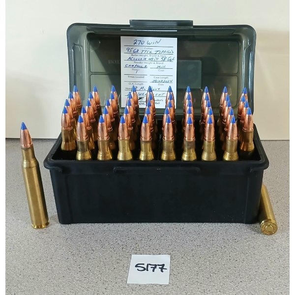 AMMO: 50X MIXED .270 WIN - 95GR - TTSX TIPPED - RELOADS 
