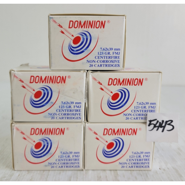 AMMO: 100X DOMINION 7.62X39MM - 123GR - CF